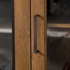 Meuble télé pour foyer électrique haut de 58 po à 2 portes – Chêne blanc/espresso/noir – Convient aux téléviseurs jusqu'à 65 po, assemblage par 2 personnes