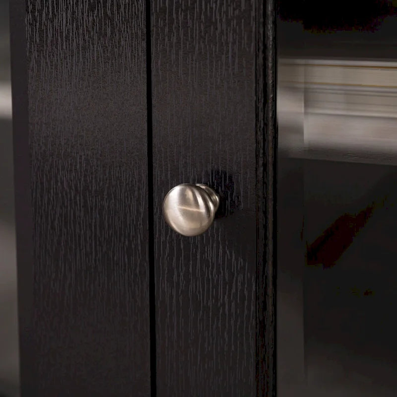 Meuble télé pour foyer électrique haut de 58 po à 2 portes – Chêne blanc/espresso/noir – Convient aux téléviseurs jusqu'à 65 po, assemblage par 2 personnes