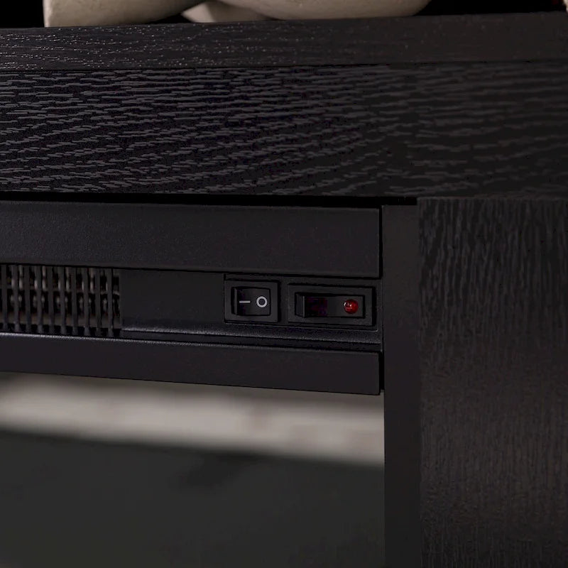 Meuble télé pour foyer électrique haut de 58 po à 2 portes – Chêne blanc/espresso/noir – Convient aux téléviseurs jusqu'à 65 po, assemblage par 2 personnes