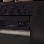 Meuble télé pour foyer électrique haut de 58 po à 2 portes – Chêne blanc/espresso/noir – Convient aux téléviseurs jusqu'à 65 po, assemblage par 2 personnes