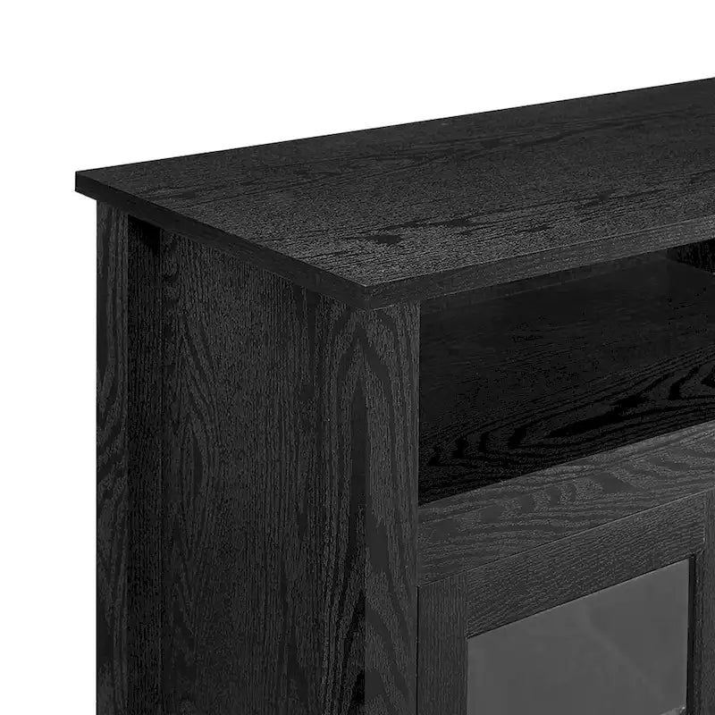 Meuble télé pour foyer électrique haut de 58 po à 2 portes – Chêne blanc/espresso/noir – Convient aux téléviseurs jusqu'à 65 po, assemblage par 2 personnes