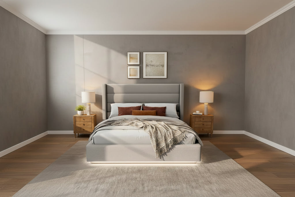 Button Tufted Platform Bed Frame King Size Upholstered Bed