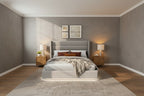 Button Tufted Platform Bed Frame King Size Upholstered Bed