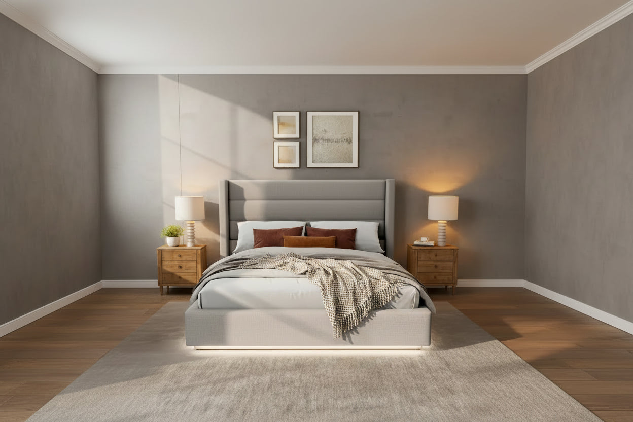 Button Tufted Platform Bed Frame King Size Upholstered Bed