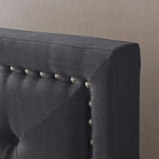Lit plateforme capitonné gris foncé, très grand (King), pour 2 personnes