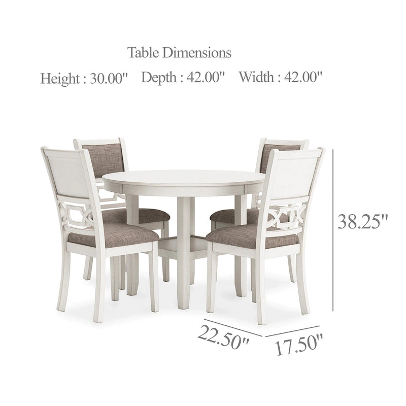 Ensemble de salle à manger rond 5 pièces blanc et gris pour 4