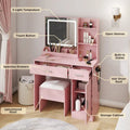 Roundhill Furniture Lavin Makeup Vanity Set, LED Light Mirror and Charging Station