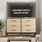Commode à 6 tiroirs, Beige / Noir, Autoportante, Convient pour 1 pièce