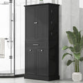 Meuble de rangement de salle de bain autoportant noir/blanc avec panier à linge