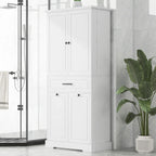 Meuble de rangement de salle de bain autoportant noir/blanc avec panier à linge