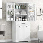 Meuble de rangement de salle de bain autoportant noir/blanc avec panier à linge