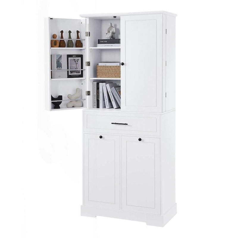 Meuble de rangement de salle de bain autoportant noir/blanc avec panier à linge