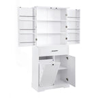 Meuble de rangement de salle de bain autoportant noir/blanc avec panier à linge