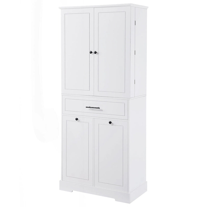 Meuble de rangement de salle de bain autoportant noir/blanc avec panier à linge