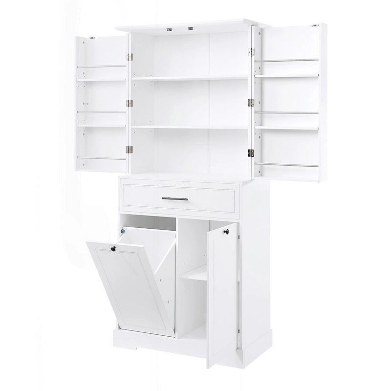 Meuble de rangement de salle de bain autoportant noir/blanc avec panier à linge
