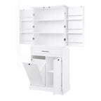 Meuble de rangement de salle de bain autoportant noir/blanc avec panier à linge