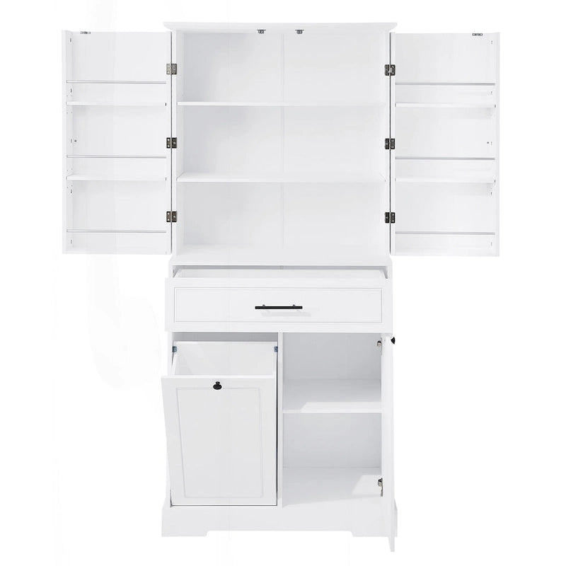 Meuble de rangement de salle de bain autoportant noir/blanc avec panier à linge