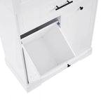 Meuble de rangement de salle de bain autoportant noir/blanc avec panier à linge