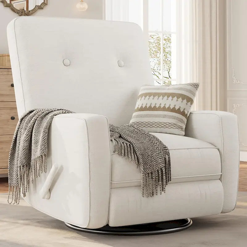 Fauteuil inclinable pivotant et coulissant beige une place