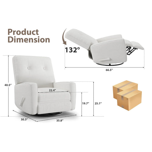 Fauteuil inclinable pivotant et coulissant beige une place