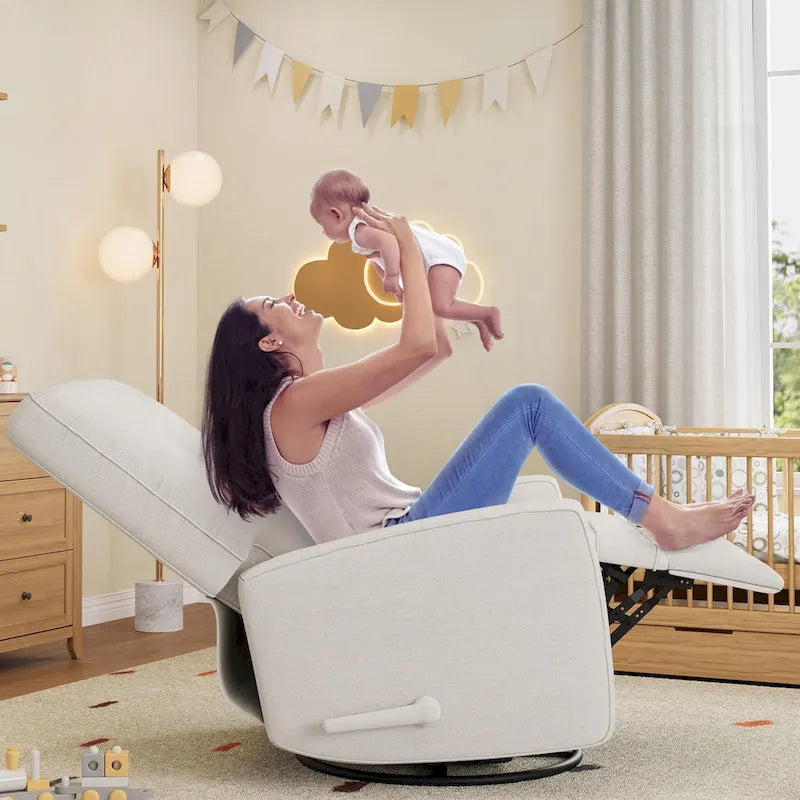 Fauteuil inclinable pivotant et coulissant beige une place