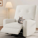 Fauteuil inclinable pivotant et coulissant beige une place