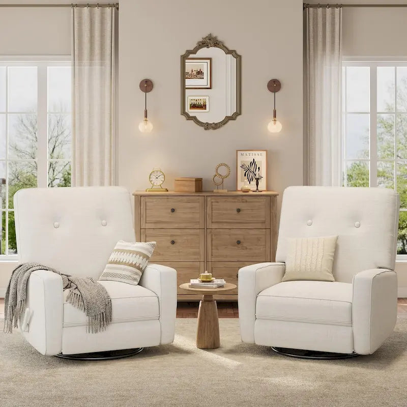 Fauteuil inclinable pivotant et coulissant beige une place