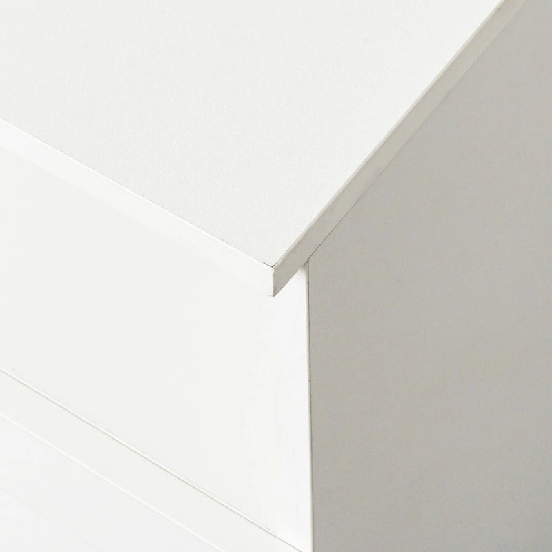 Meuble TV blanc minimaliste avec 3 tiroirs, convient aux téléviseurs jusqu'à 80 pouces