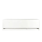Meuble TV blanc minimaliste avec 3 tiroirs, convient aux téléviseurs jusqu'à 80 pouces