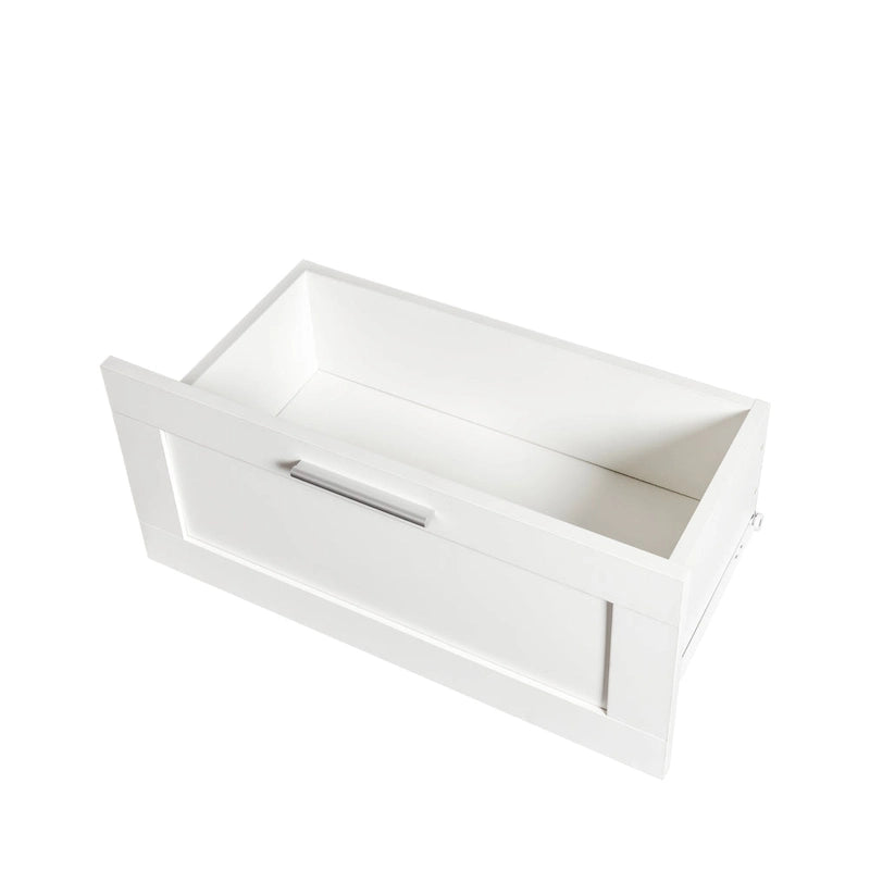 Meuble TV blanc minimaliste avec 3 tiroirs, convient aux téléviseurs jusqu'à 80 pouces