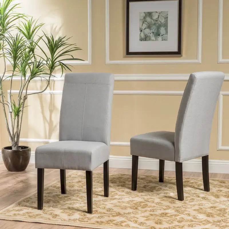 Lot de 2 chaises de salle à manger rembourrées, point en T – Bleu / Gris clair / Bleu ciel
