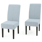 Lot de 2 chaises de salle à manger rembourrées, point en T – Bleu / Gris clair / Bleu ciel