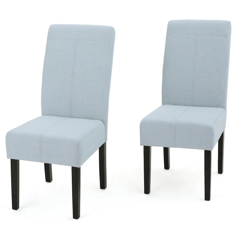 Lot de 2 chaises de salle à manger rembourrées, point en T – Bleu / Gris clair / Bleu ciel
