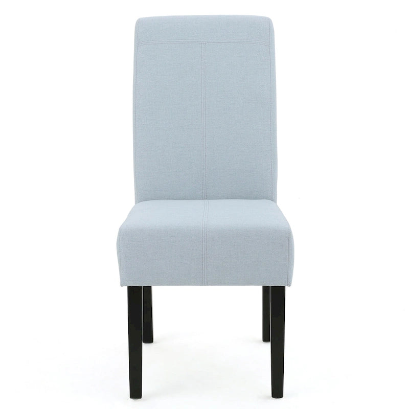 Lot de 2 chaises de salle à manger rembourrées, point en T – Bleu / Gris clair / Bleu ciel