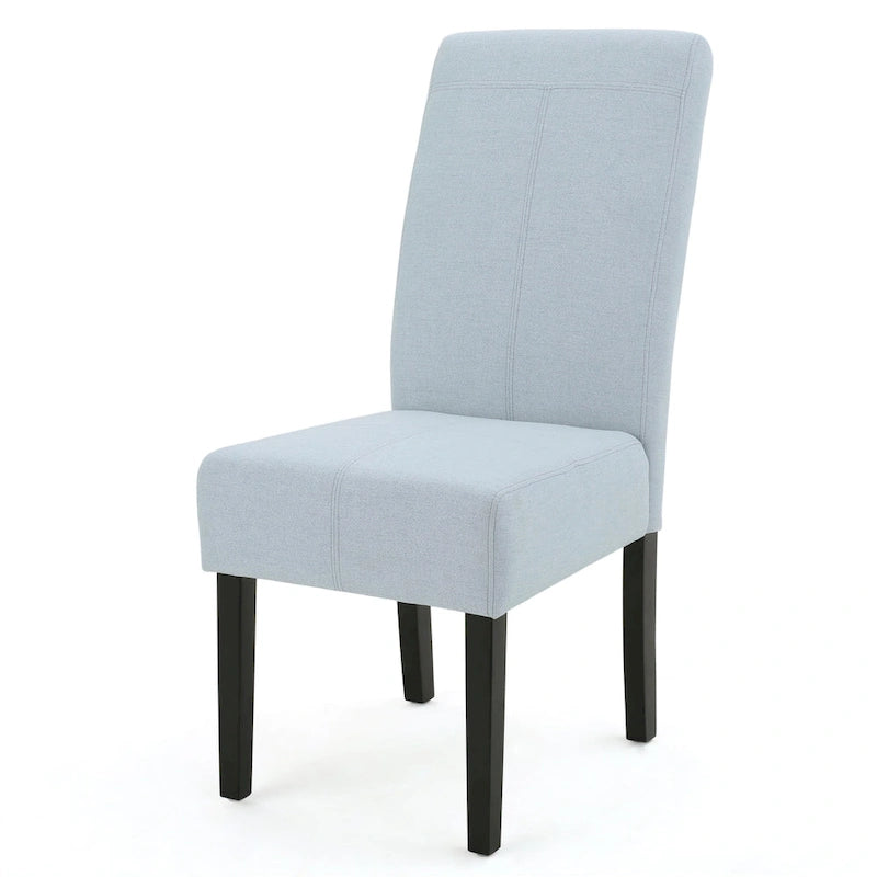 Lot de 2 chaises de salle à manger rembourrées, point en T – Bleu / Gris clair / Bleu ciel