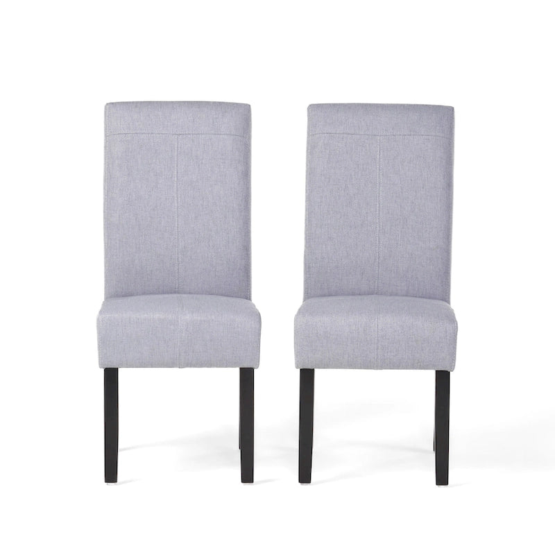 Lot de 2 chaises de salle à manger rembourrées, point en T – Bleu / Gris clair / Bleu ciel