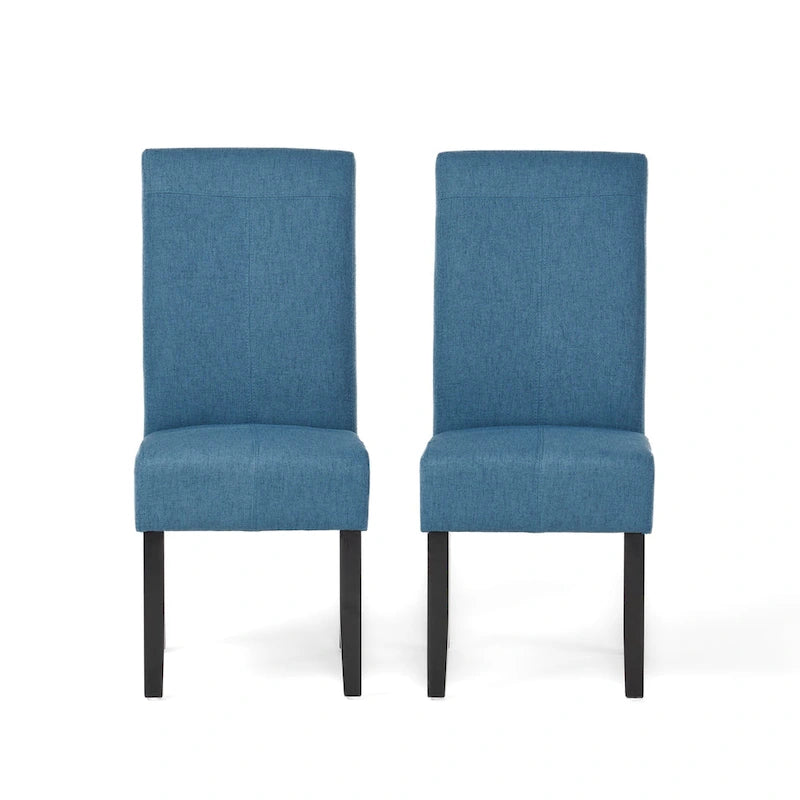 Lot de 2 chaises de salle à manger rembourrées, point en T – Bleu / Gris clair / Bleu ciel