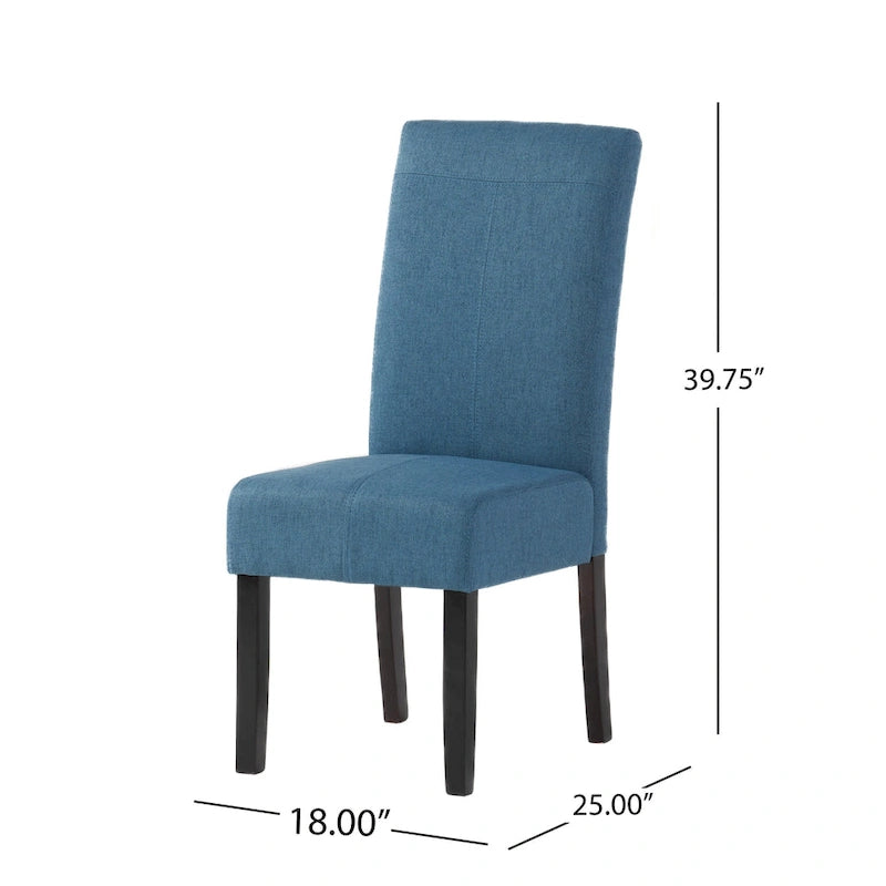 Lot de 2 chaises de salle à manger rembourrées, point en T – Bleu / Gris clair / Bleu ciel