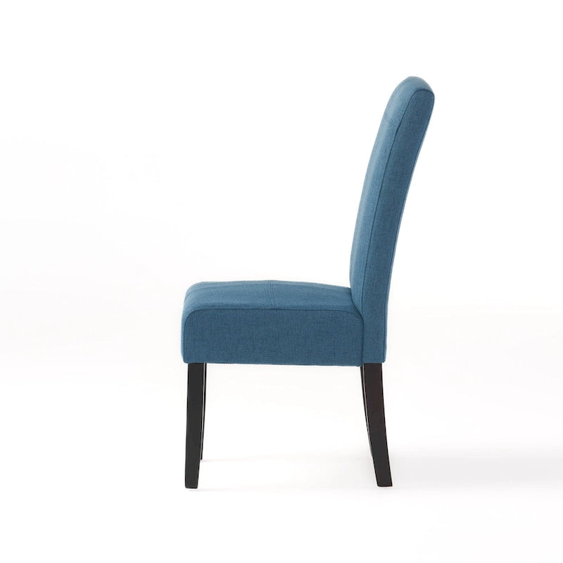 Lot de 2 chaises de salle à manger rembourrées, point en T – Bleu / Gris clair / Bleu ciel