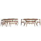 Sylvestria Mid-Century Walnut Finish Rectangular Dining Set
