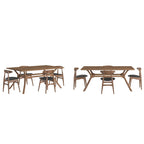 Ensemble de salle à manger en noyer du milieu du siècle – Noir/Beige, Vinyle/Tissu, 4 à 7 pièces