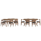 Ensemble de salle à manger en noyer du milieu du siècle – Noir/Beige, Vinyle/Tissu, 4 à 7 pièces