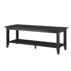 Table basse à 2 niveaux avec étagère inférieure, couleurs noir/expresso/cerise/gris/blanc, places 1+
