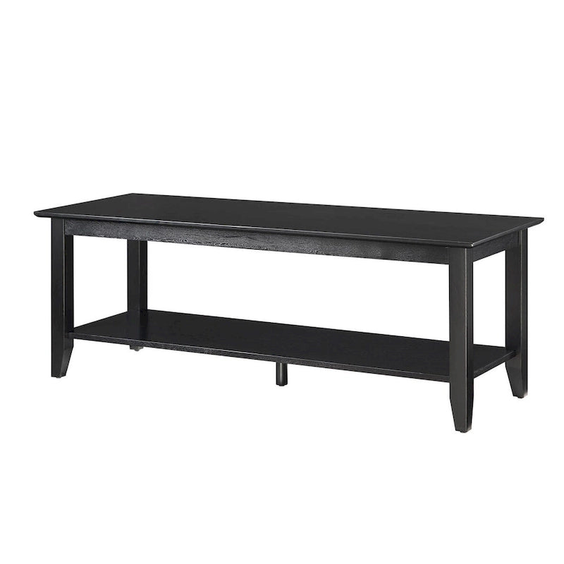 Table basse à 2 niveaux avec étagère inférieure, couleurs noir/expresso/cerise/gris/blanc, places 1+