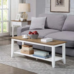 Table basse à 2 niveaux avec étagère inférieure, couleurs noir/expresso/cerise/gris/blanc, places 1+