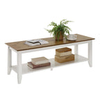 Table basse à 2 niveaux avec étagère inférieure, couleurs noir/expresso/cerise/gris/blanc, places 1+