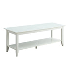 Table basse à 2 niveaux avec étagère inférieure, couleurs noir/expresso/cerise/gris/blanc, places 1+