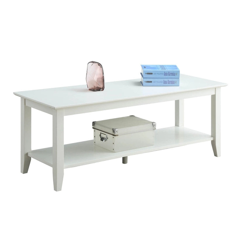 Table basse à 2 niveaux avec étagère inférieure, couleurs noir/expresso/cerise/gris/blanc, places 1+