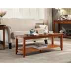 Table basse à 2 niveaux avec étagère inférieure, couleurs noir/expresso/cerise/gris/blanc, places 1+