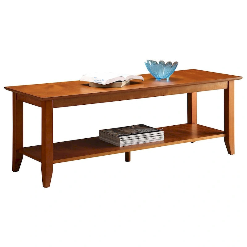 Table basse à 2 niveaux avec étagère inférieure, couleurs noir/expresso/cerise/gris/blanc, places 1+